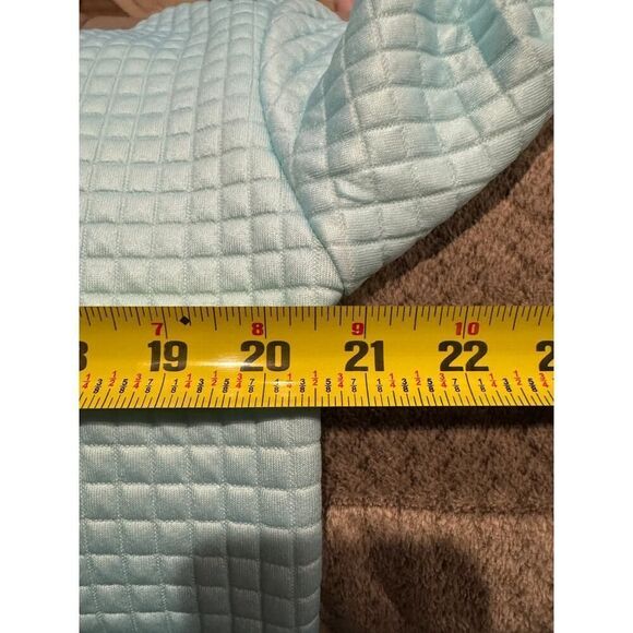 Men's Size Medium Waffle Knit Drawstring Pullover Hooded Sweatshirt Light Blue - Picture 3 of 5